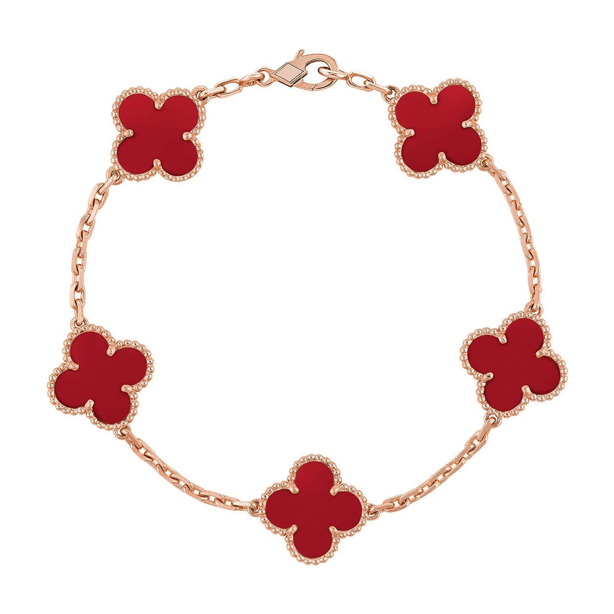 VCA CLOVER 5 MOTIF RED CORNELIAN BRACELET COLLECTION