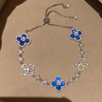 VCA CLOVER 5 MOTIF PINK BLUE RED WHITE BRACELET