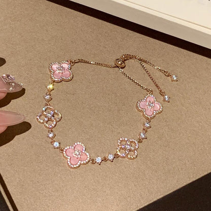 VCA CLOVER 5 MOTIF PINK BLUE RED WHITE BRACELET