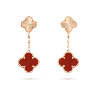 VCA CLOVER 2 MOTIF LASER CARNELIAN EARRINGS