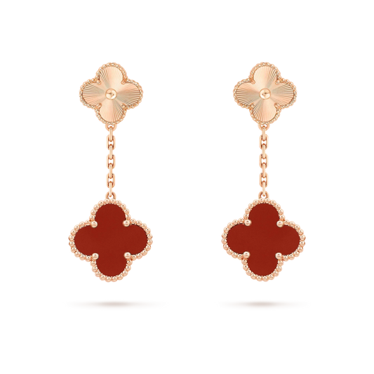 VCA CLOVER 2 MOTIF LASER CARNELIAN EARRINGS