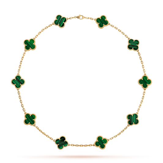 VCA CLOVER 10 MOTIFS MALACHITE NECKLACE