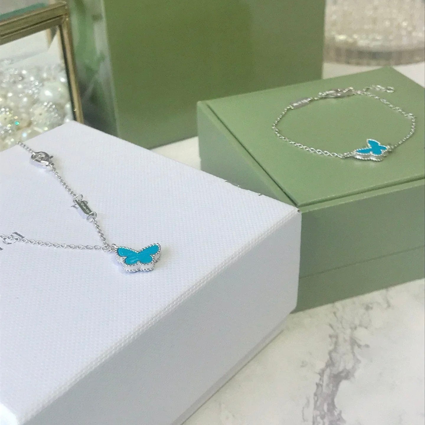 VCA BUTTERFLY TURQUOISE BUTTERFLY BRACELET SILVER