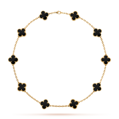 VCA CLOVER 10 MOTIFS ONYX NECKLACE