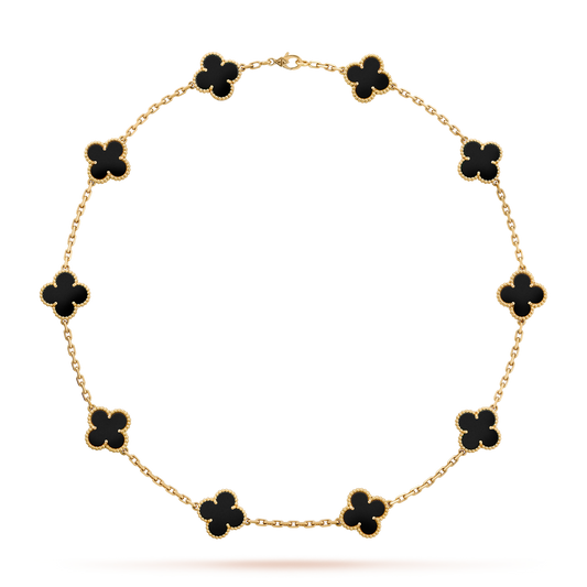VCA CLOVER 10 MOTIFS ONYX NECKLACE