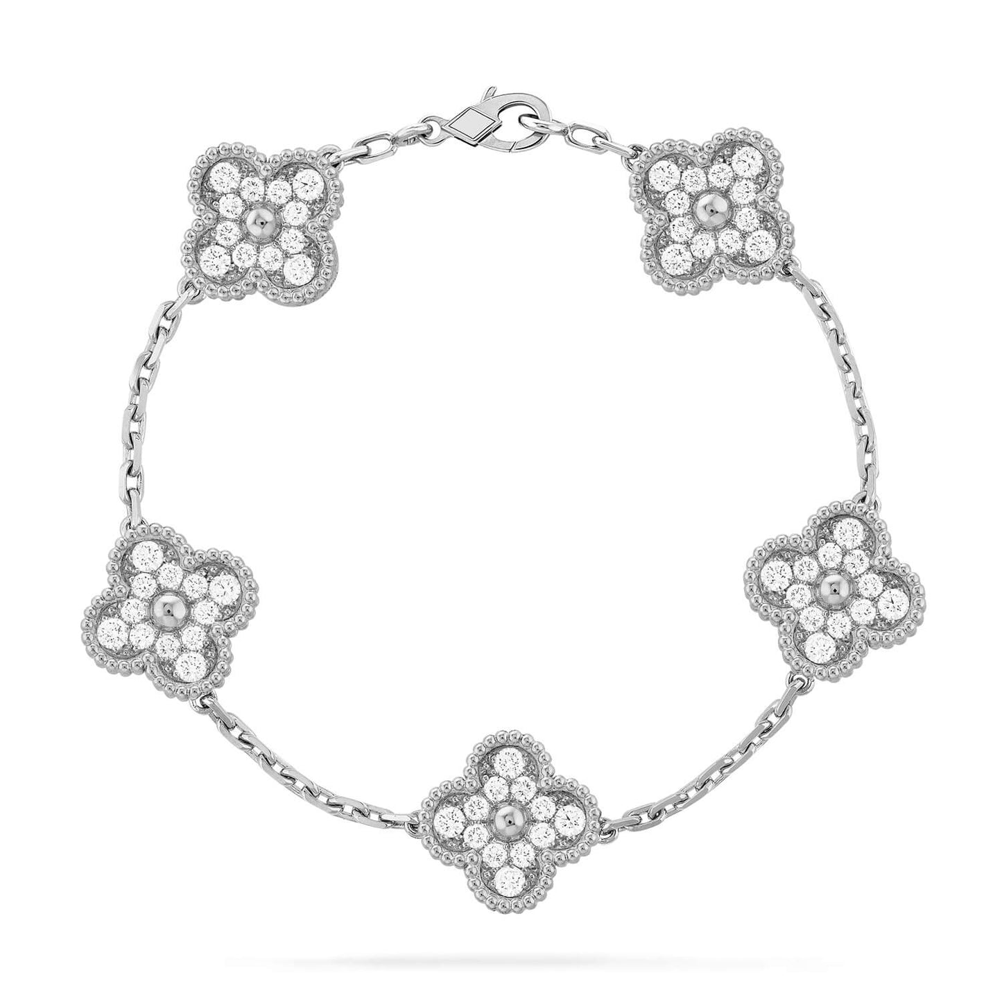 VCA CLOVER 5 MOTIF FULL DIAMOND BRACELET COLLECTION