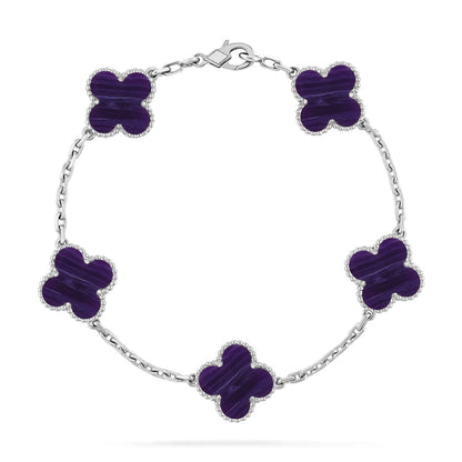 VCA CLOVER 5 MOTIF PURPLE STRIPES BRACELET COLLECTION