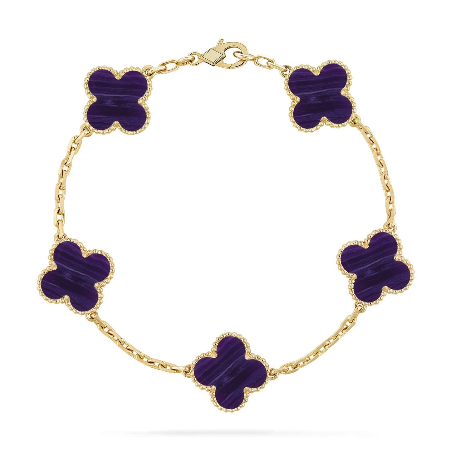 VCA CLOVER 5 MOTIF PURPLE STRIPES BRACELET COLLECTION