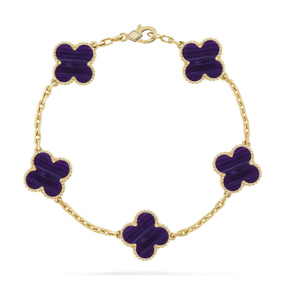 VCA CLOVER 5 MOTIF PURPLE STRIPES BRACELET COLLECTION