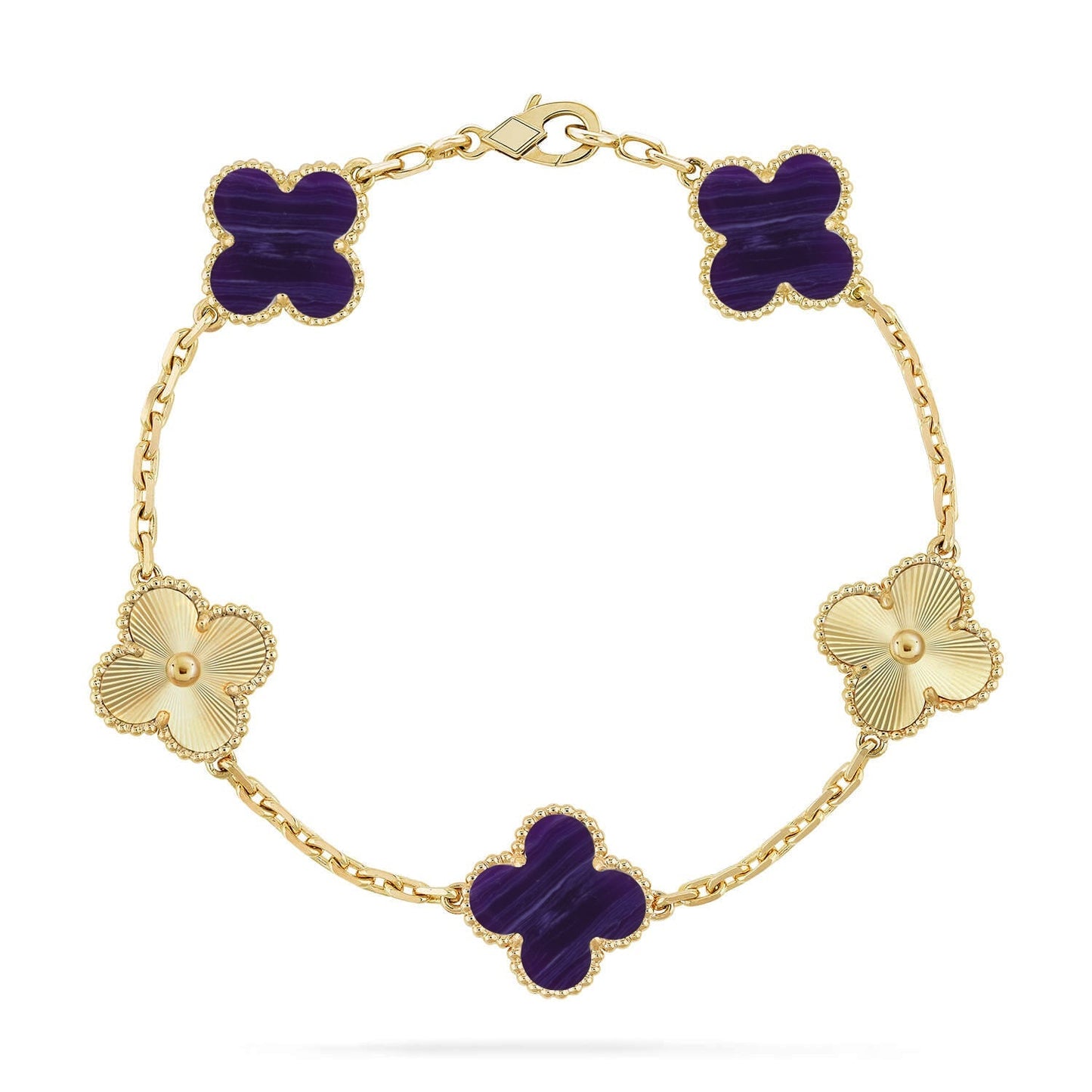 VCA CLOVER 5 MOTIF PURPLE STRIPES BRACELET COLLECTION