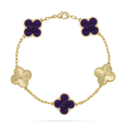 VCA CLOVER 5 MOTIF PURPLE STRIPES BRACELET COLLECTION