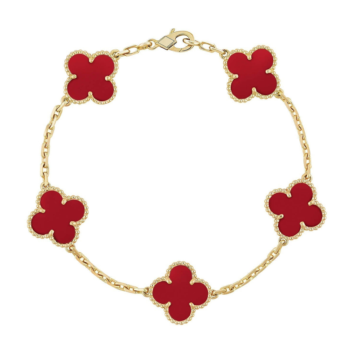 VCA CLOVER 5 MOTIF RED CORNELIAN BRACELET COLLECTION
