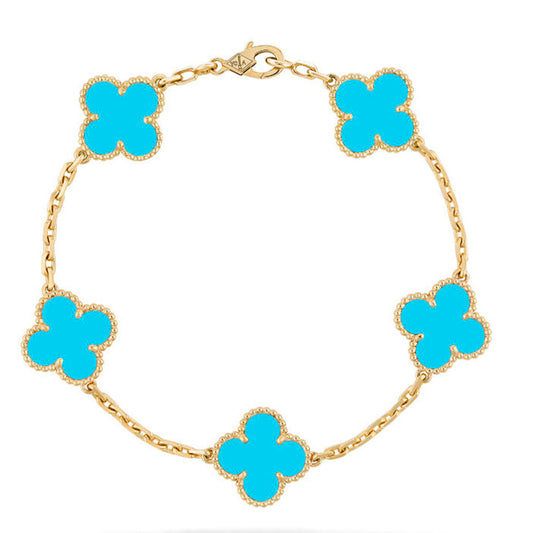 VCA CLOVER 5 MOTIF TURQUOISE BRACELET COLLECTION
