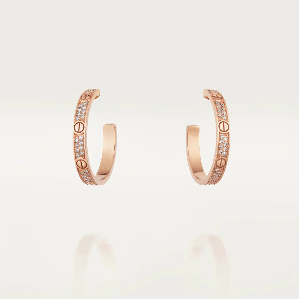 CARTIER LOVE DIAMOND PINK GOLD HOOP EARRINGS