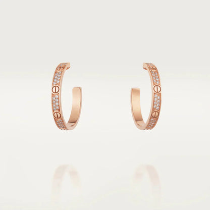 CARTIER LOVE DIAMOND PINK GOLD HOOP EARRINGS