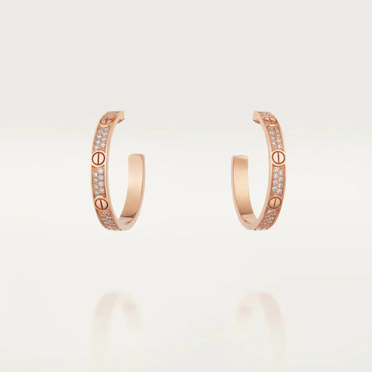 CARTIER LOVE DIAMOND PINK GOLD HOOP EARRINGS