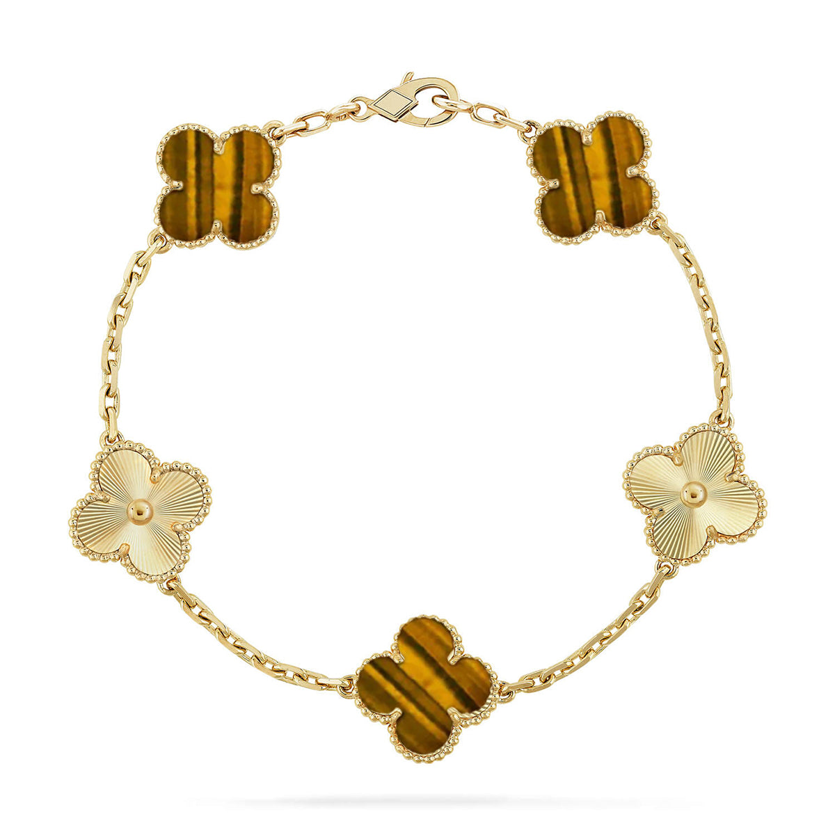 VCA CLOVER 5 MOTIFS TIGER EYE BRACELET COLLECTION