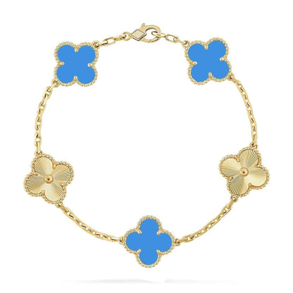 VCA CLOVER 5 MOTIF BLUE AGATE BRACELET COLLECTION