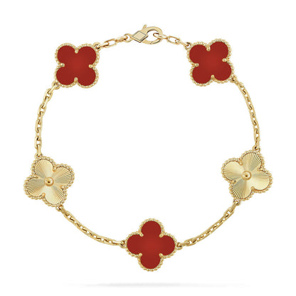 VCA CLOVER 5 MOTIF RED CORNELIAN BRACELET COLLECTION