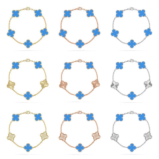 VCA CLOVER 5 MOTIF BLUE AGATE BRACELET COLLECTION