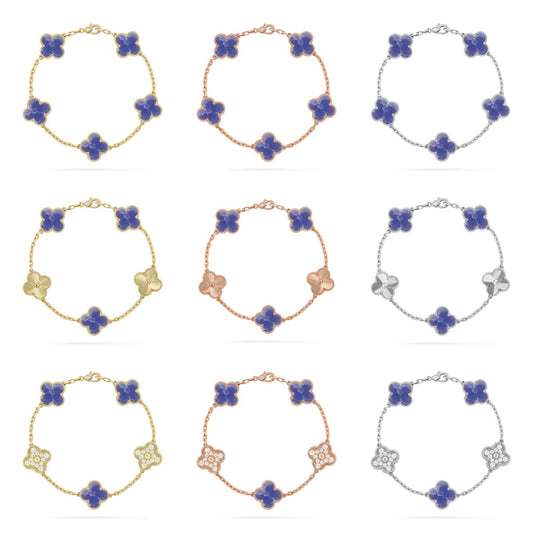 VCA CLOVER 5 MOTIF BLUE VEINS BRACELET COLLECTION