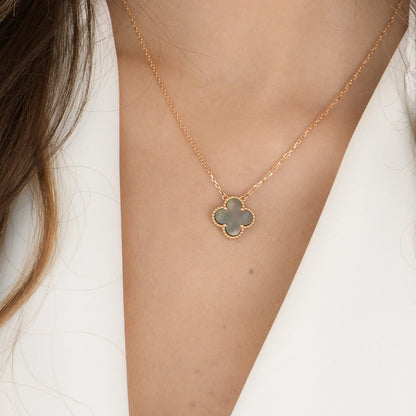 VCA CLOVER 15MM GRAY MOTHER OF PEARL NECKLACE