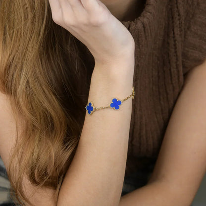 VCA CLOVER 5 MOTIF BLUE AGATE BRACELET COLLECTION