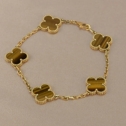 VCA CLOVER 5 MOTIFS TIGER EYE BRACELET COLLECTION