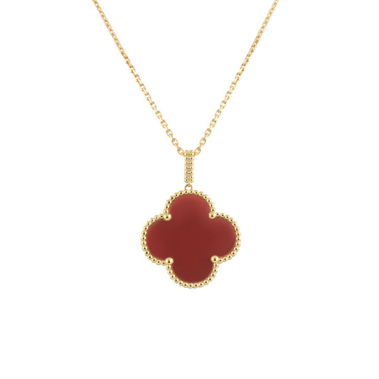 VCA CLOVER 25MM NECKLACE GOLD CARNELIAN