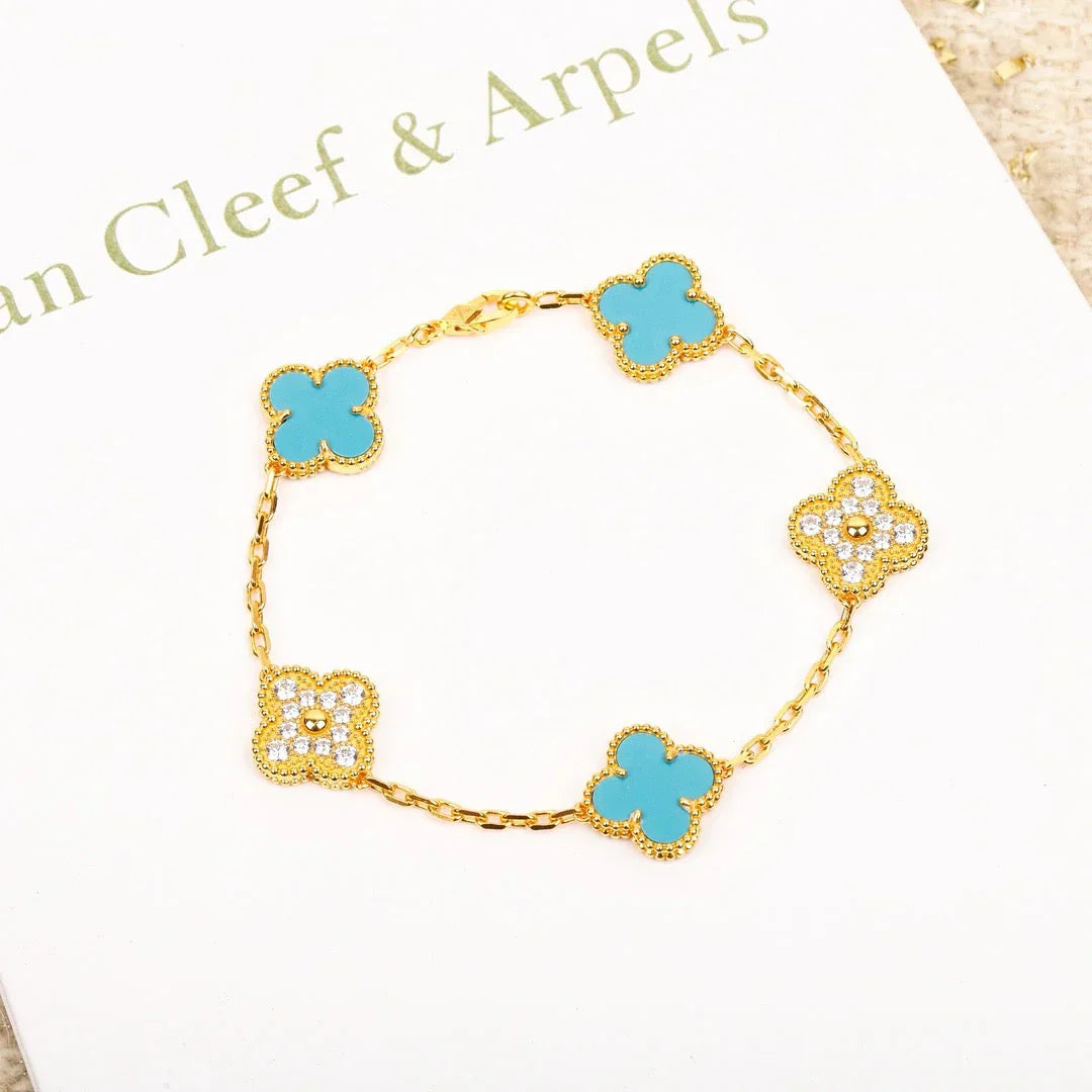 VCA CLOVER 5 MOTIF TURQUOISE BRACELET COLLECTION