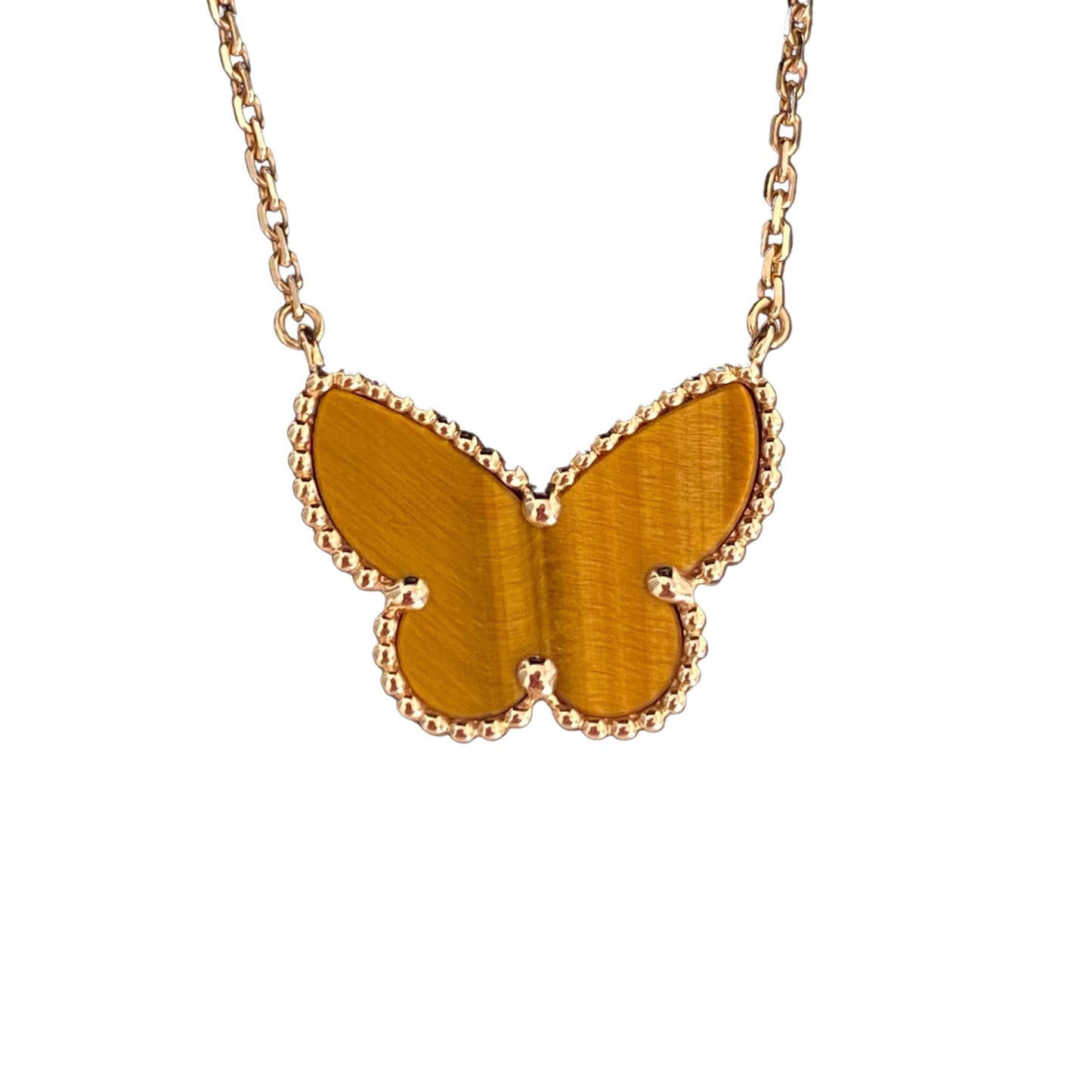 VCA TIGER__ EYE BUTTERFLY NECKLACE