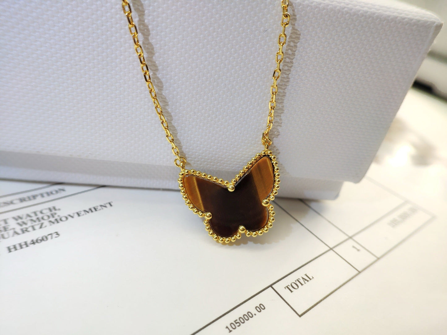 VCA TIGER__ EYE BUTTERFLY NECKLACE