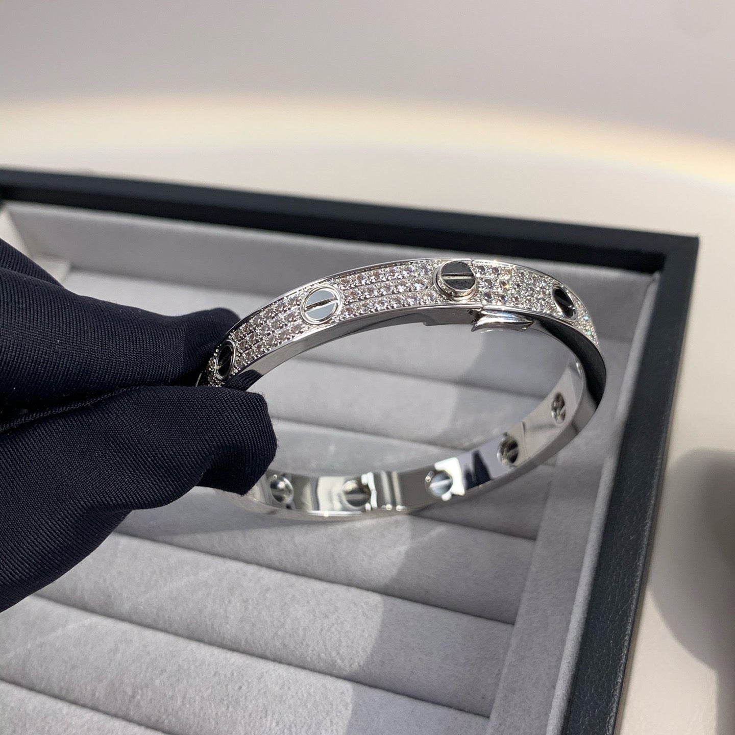 CARTIER LOVE BRACELET 6.1MM DIAMOND-PAVED CERAMIC