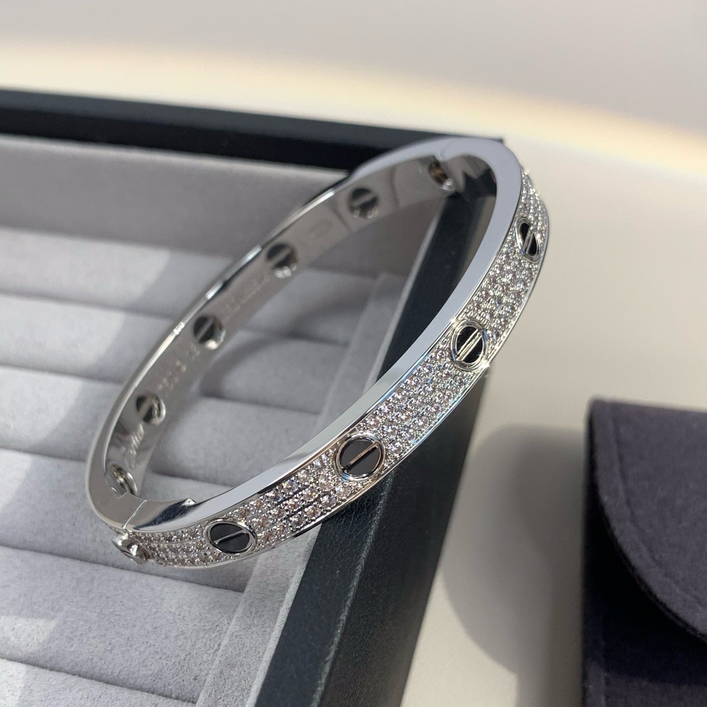 CARTIER LOVE BRACELET 6.1MM DIAMOND-PAVED CERAMIC