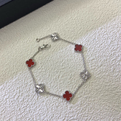 VCA CLOVER 6 MOTIF RED AGATE LASER BRACELET