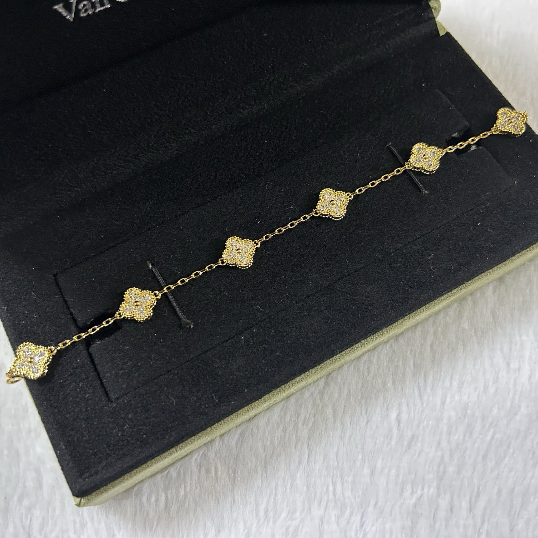 VCA CLOVER 6 MOTIF DIAMOND BRACELET