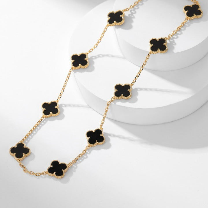 VCA CLOVER 10 MOTIFS ONYX NECKLACE