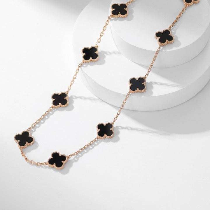 VCA CLOVER 10 MOTIFS ONYX NECKLACE