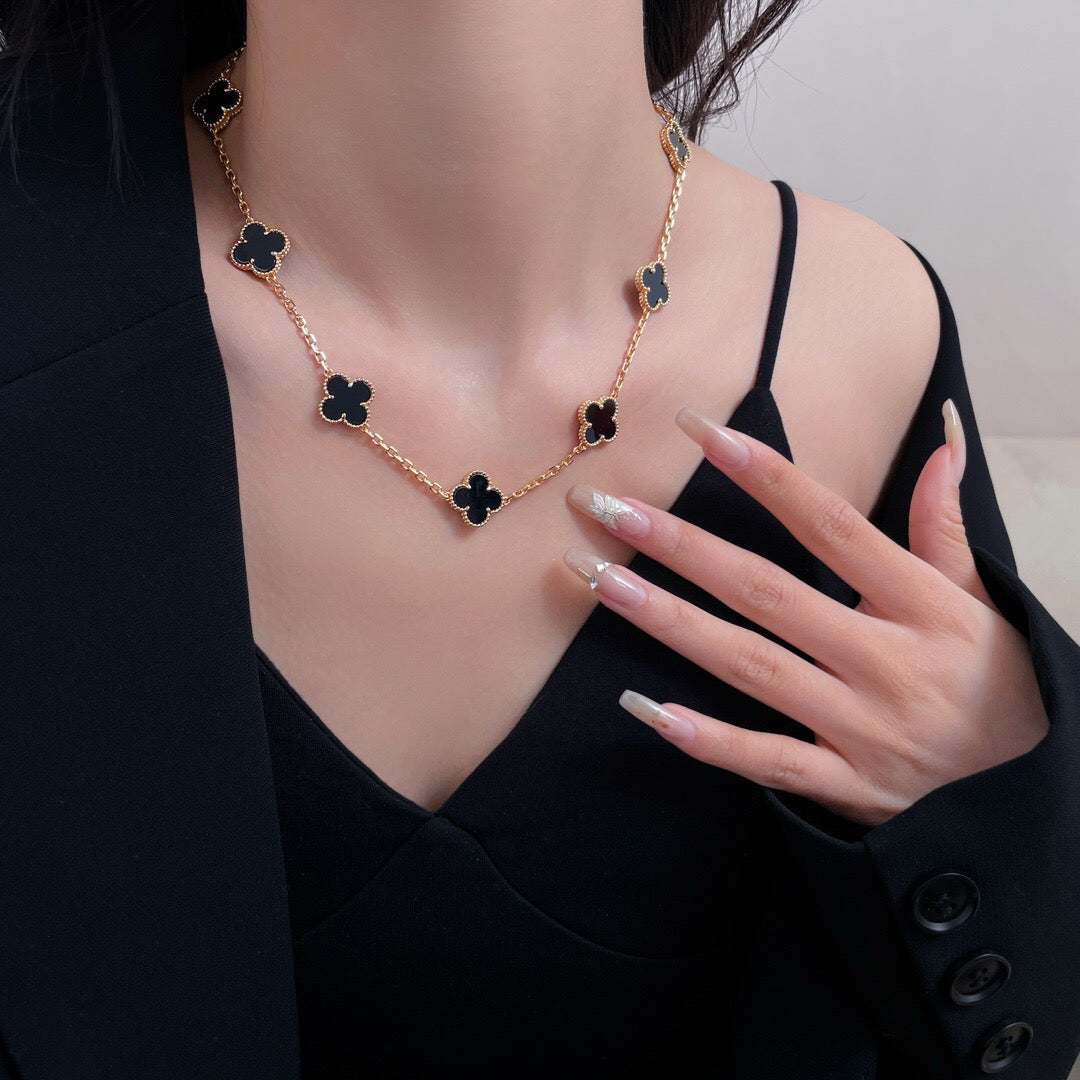 VCA CLOVER 10 MOTIFS ONYX NECKLACE