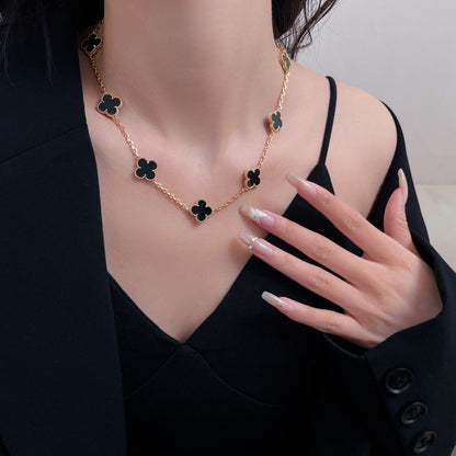 VCA CLOVER 10 MOTIFS ONYX NECKLACE