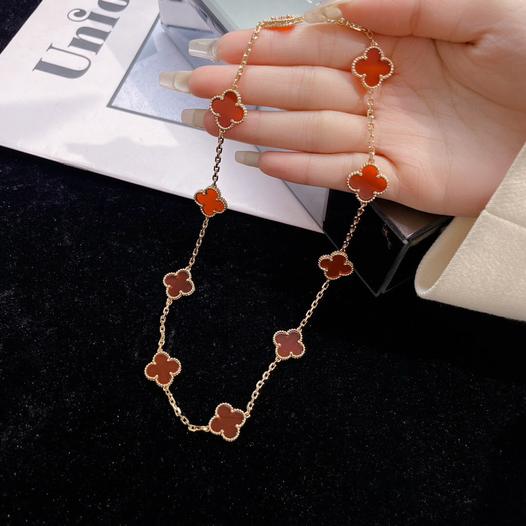 VCA CLOVER 10 MOTIFS CARNELIAN NECKLACE