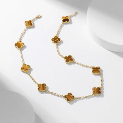 VCA CLOVER 10 MOTIFS TIGER EYE NECKLACE
