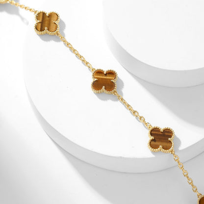 VCA CLOVER 10 MOTIFS TIGER EYE NECKLACE