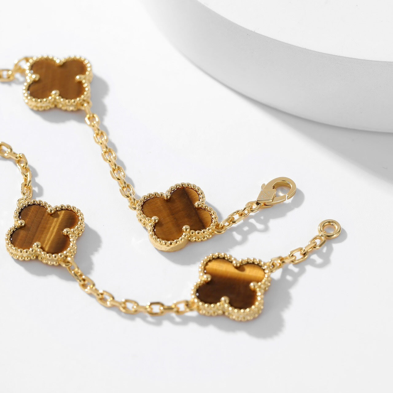 VCA CLOVER 10 MOTIFS TIGER EYE NECKLACE
