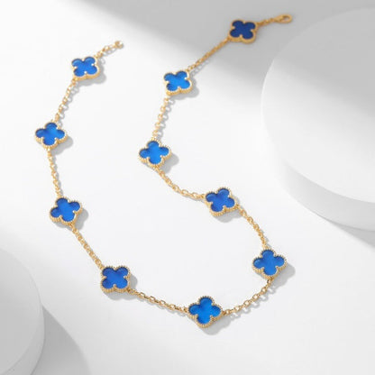 VCA CLOVER 10 MOTIFS BLUE AGATE NECKLACE