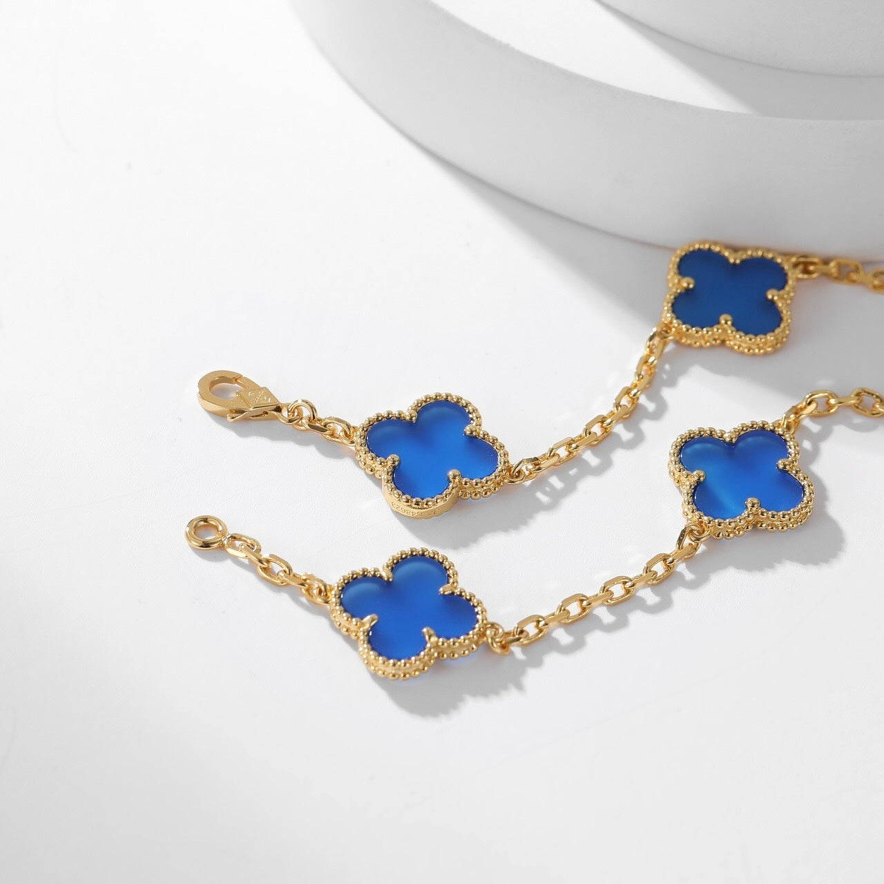 VCA CLOVER 10 MOTIFS BLUE AGATE NECKLACE