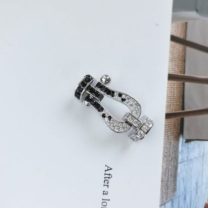 FRED FORCE LARGE HORSESHOE BLACK WHITE DIAMOND BRACELET ROSE GOLD