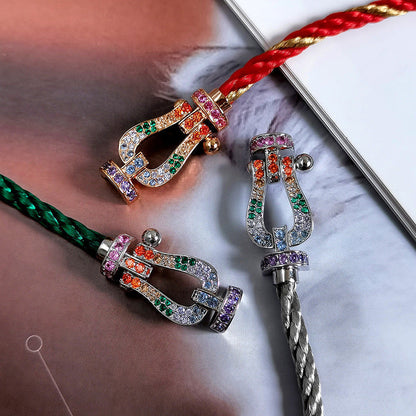 FRED FORCE LARGE HORSESHOE COLORED DIAMOND BRACELET ROSE GOLD