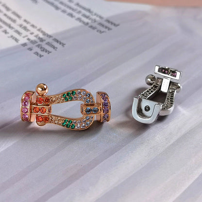 FRED FORCE LARGE HORSESHOE COLORED DIAMOND BRACELET ROSE GOLD