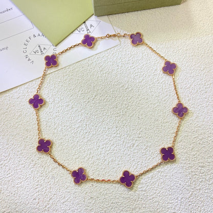 VCA CLOVER 10 MOTIFS PURPLE VIOLET NECKLACE